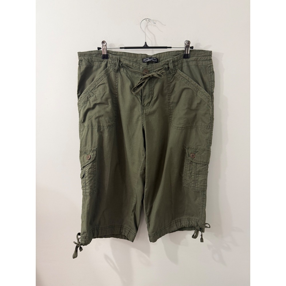 Supplies by Unionbay Womens Olive Green Cargo Capri Pants Size 12 Drawstring Hem